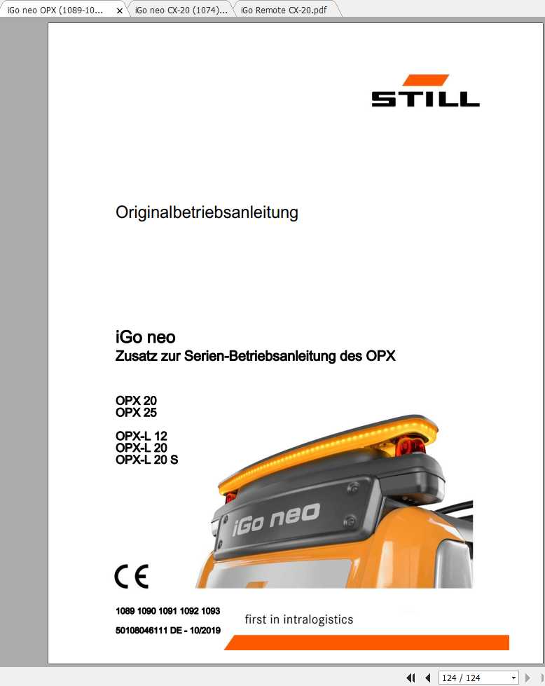 Still iGo neo Supplement Operating Maintenance Manual DE 1