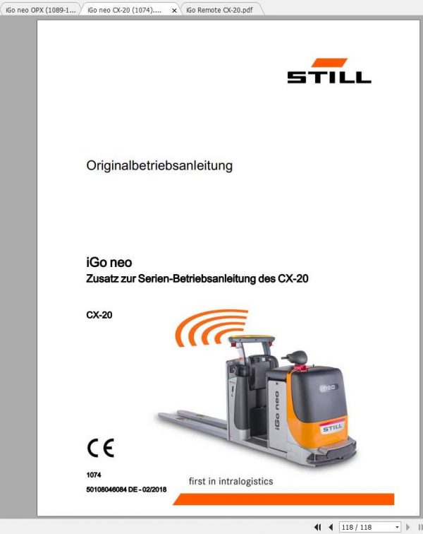 Still iGo neo Supplement Operating Maintenance Manual DE 2