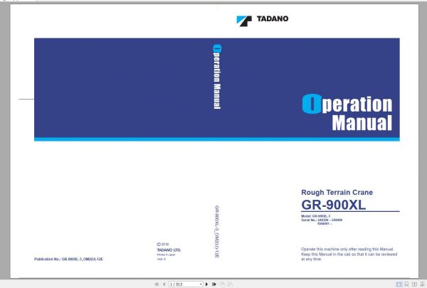 Tadano Mobile Crane 2021 DVD GR GT TC Series All Model Operator Maintenance Manual 10