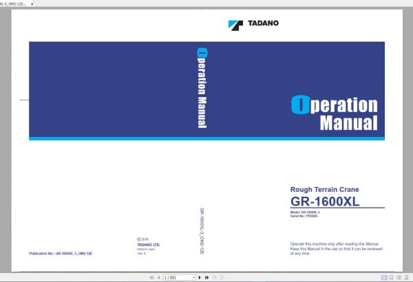 Tadano Mobile Crane 2021 DVD GR GT TC Series All Model Operator Maintenance Manual 11