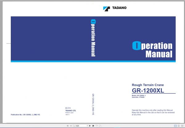 Tadano Mobile Crane 2021 DVD GR GT TC Series All Model Operator Maintenance Manual 21