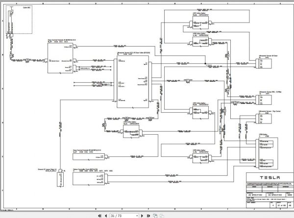 Tesla Model X LHD SOP3 Wiring Diagram 2016 2