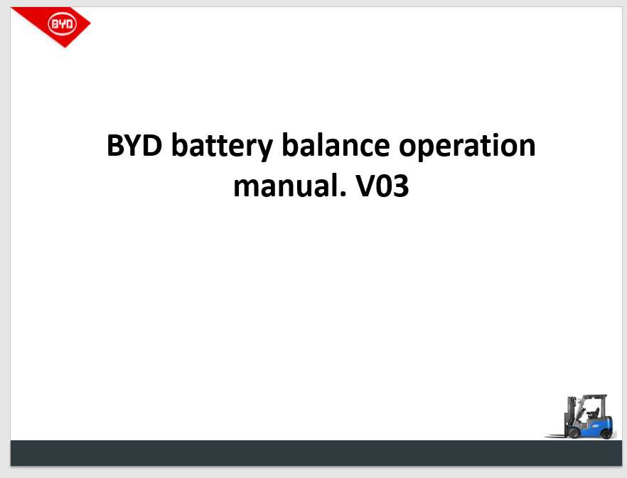 BYD Forklift Battery Trouleshooting Training Manual 1
