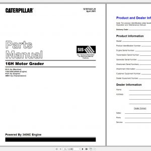 CAT Motor Grader 16H 6ZJ1 Up Parts Manuals SEBP2425 29 1