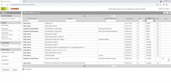 CLAAS WebTIC Offline 04.2021 Operator Manual Repair Manual Service Documentation