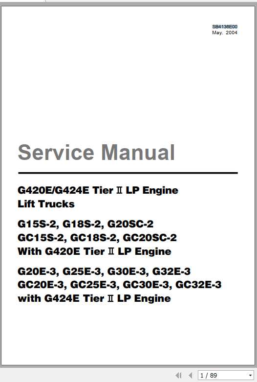Daewoo Doosan Forklift G420E G424E Tier II LP Engine Service Manual 1