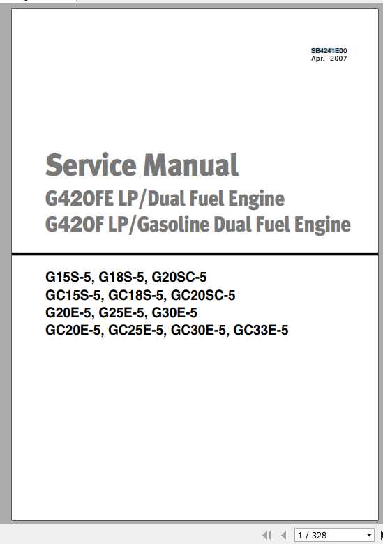 Daewoo Doosan Forklift G420F FE LP Engine Service Manual 1