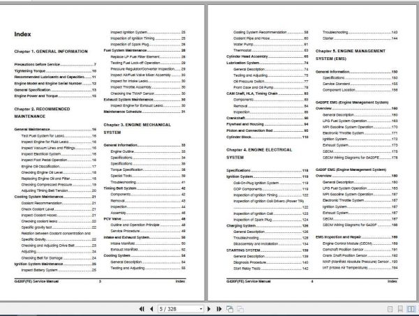 Daewoo Doosan Forklift G420F FE LP Engine Service Manual 2