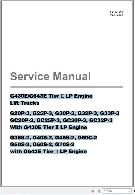Daewoo Doosan Forklift G430E G643E Tier II LP Engine Service Manual 1