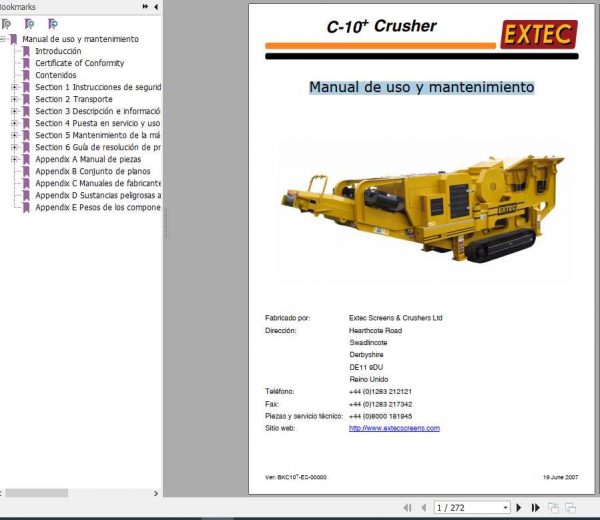 Extec Crusher C10 Mantenance Manual ES 1