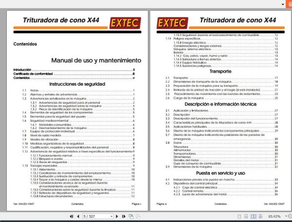 Extec Crusher X44 Mantenance Manual ES 2