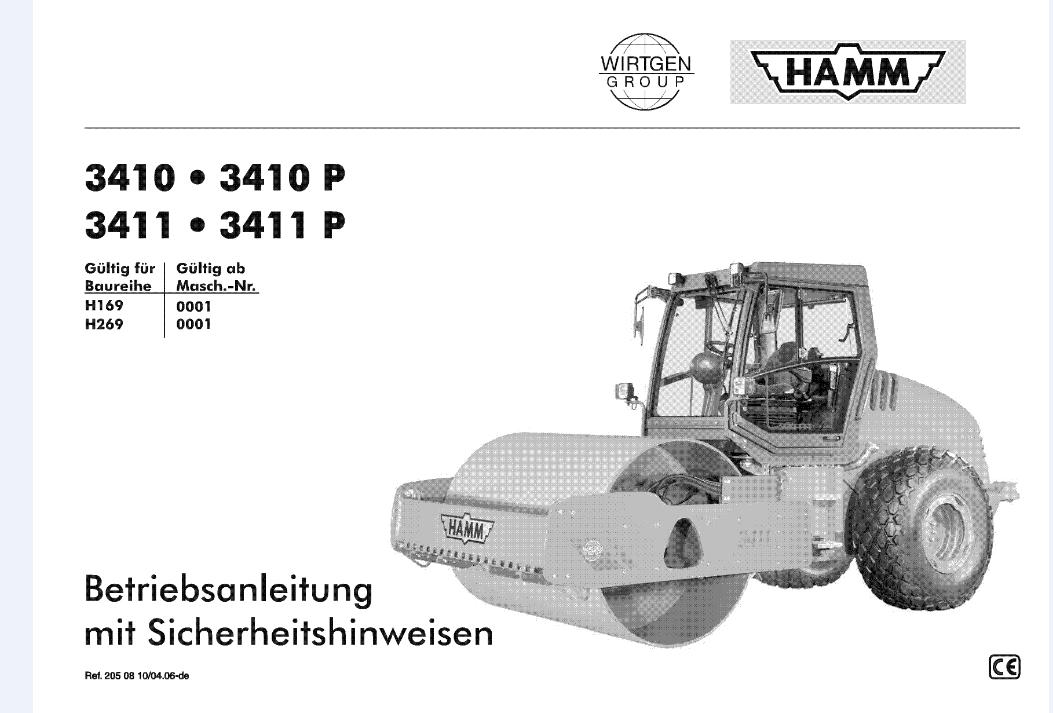 Hamm Roller 3410P 3411P H1.69 Electric Hydraulic Diagrams DEEN 1