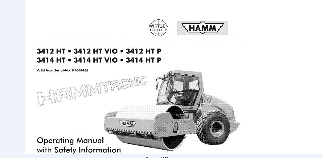 Hamm Roller 3412VIOP 3414VIOP H1.60 Electric Hydraulic Diagrams DEEN 1