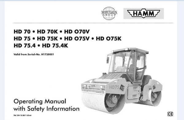Hamm Roller HD70KOV HD75KOV HD75.4K H1.73 Electric Hydraulic Diagrams DEEN 1
