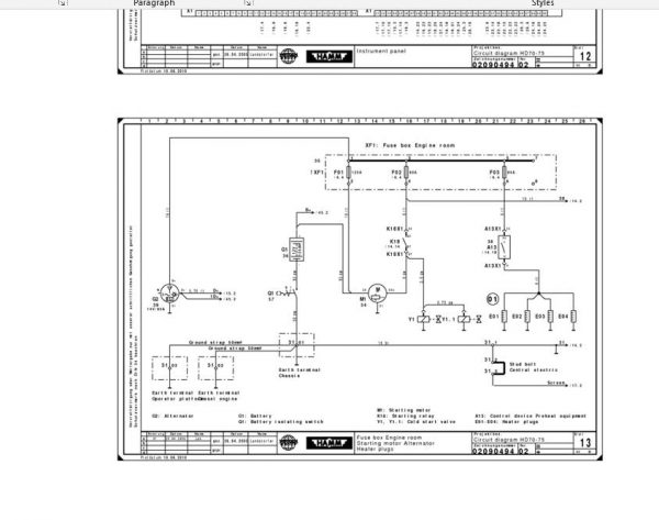 Hamm Roller HD70KOV HD75KOV HD75.4K H1.73 Electric Hydraulic Diagrams DEEN 2