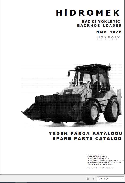 Hidromek Backhoe Loader HMK 102B Mocsxro Spare Part Catalog 2010 1