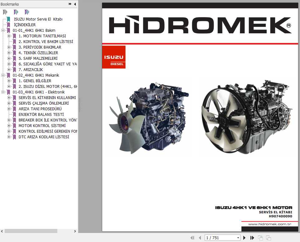 Hidromek Diesel Engine ISUZU 4HK1 24V VE 6HK1 24V Service Manual Turkish 1