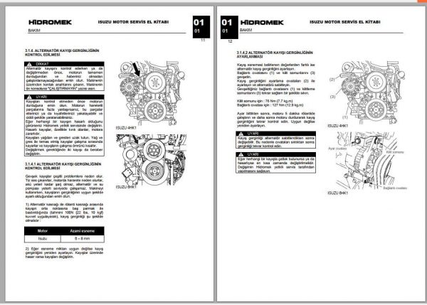 Hidromek Diesel Engine ISUZU 4HK1 24V VE 6HK1 24V Service Manual Turkish 2