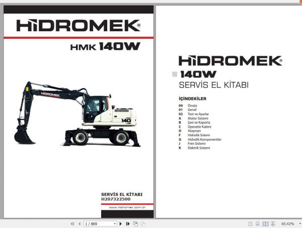 Hidromek Excavator HMK 140W Service Manual Turkish 1