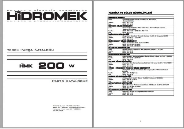 Hidromek Excavator HMK 200W Part Catalog 1