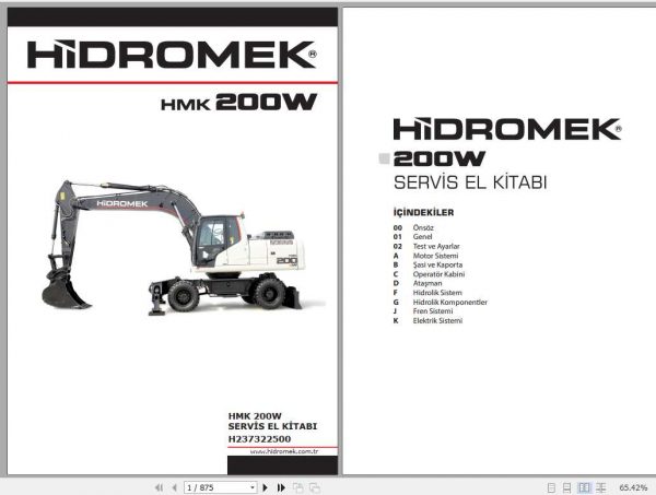 Hidromek Excavator HMK 200W Service Manual Turkish 1