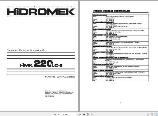 Hidromek Excavator HMK 220LC 2 Part Catalog 1