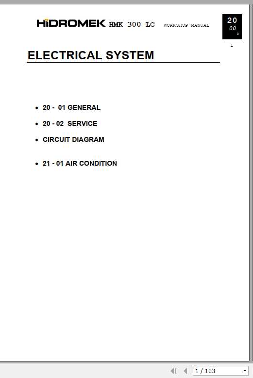 Hidromek Excavator HMK 300LC Electrical System 1