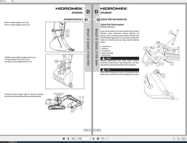 Hidromek Excavator HMK 300LC Service Manual Turkish 2
