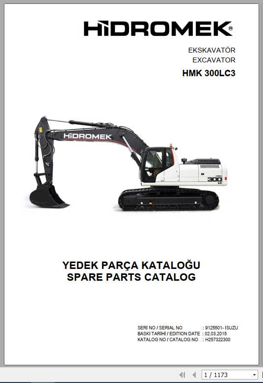 Hidromek Excavator HMK 300LC3 Spare Part Catalog 1