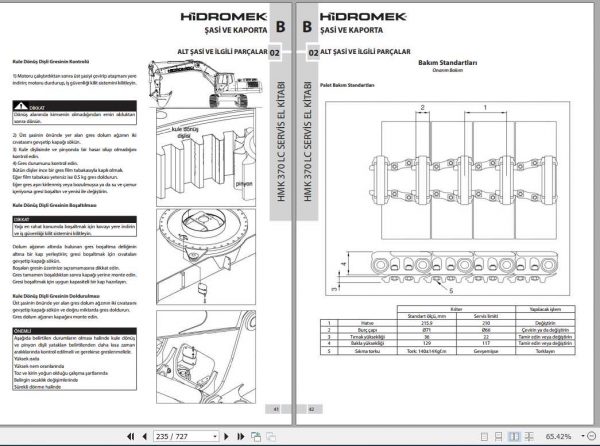 Hidromek Excavator HMK 370LC Service Manual Turkish 2