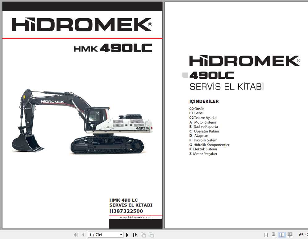 Hidromek Excavator HMK 490 LC Service Manual Turkish 1