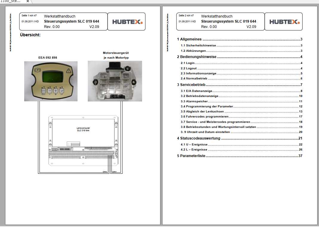 Hubtex Forklift Control System SLC 019 644 Workshop Manual DE 1