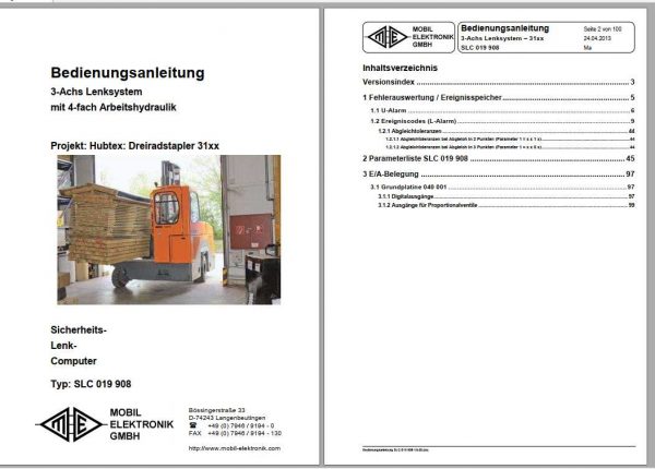 Hubtex Forklift Control System SLC 019 908 V0 05 Operation Manual 1