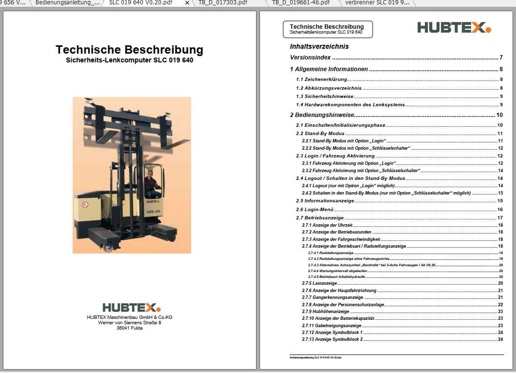Hubtex Forklift Control System SLC Operation Manual_DE