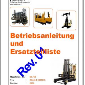 Hubtex Forklift DQ 40 D 3050 1 Operating Instructions and Spare Parts List DE 1