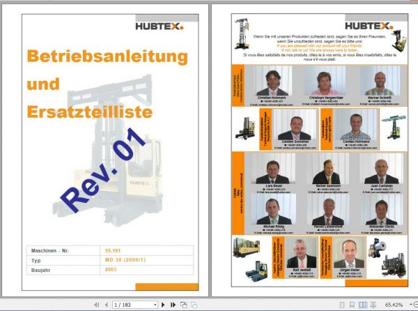 Hubtex Forklift MD 30 Operating Instructions and Spare Parts List 1