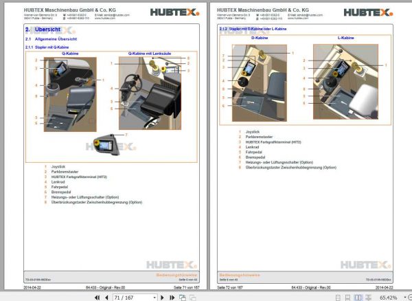 Hubtex Forklift MD 60 SO 2132 EL Operating Instructions and Spare Parts List DE 3
