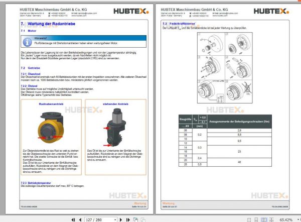 Hubtex Forklift MQ 50 2132 EL Operating Instructions and Spare Parts List DE 2