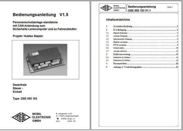 Hubtex Forklift Mobil Elektronik Operator Manual DE 2