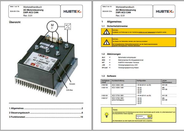 Hubtex Forklift Zapi Controller Operating Instructions DE 2