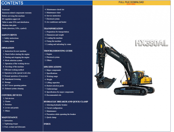 Hyundai CERES Heavy Equipment Operator Manual Updated 04.2021 Offline DVD 6