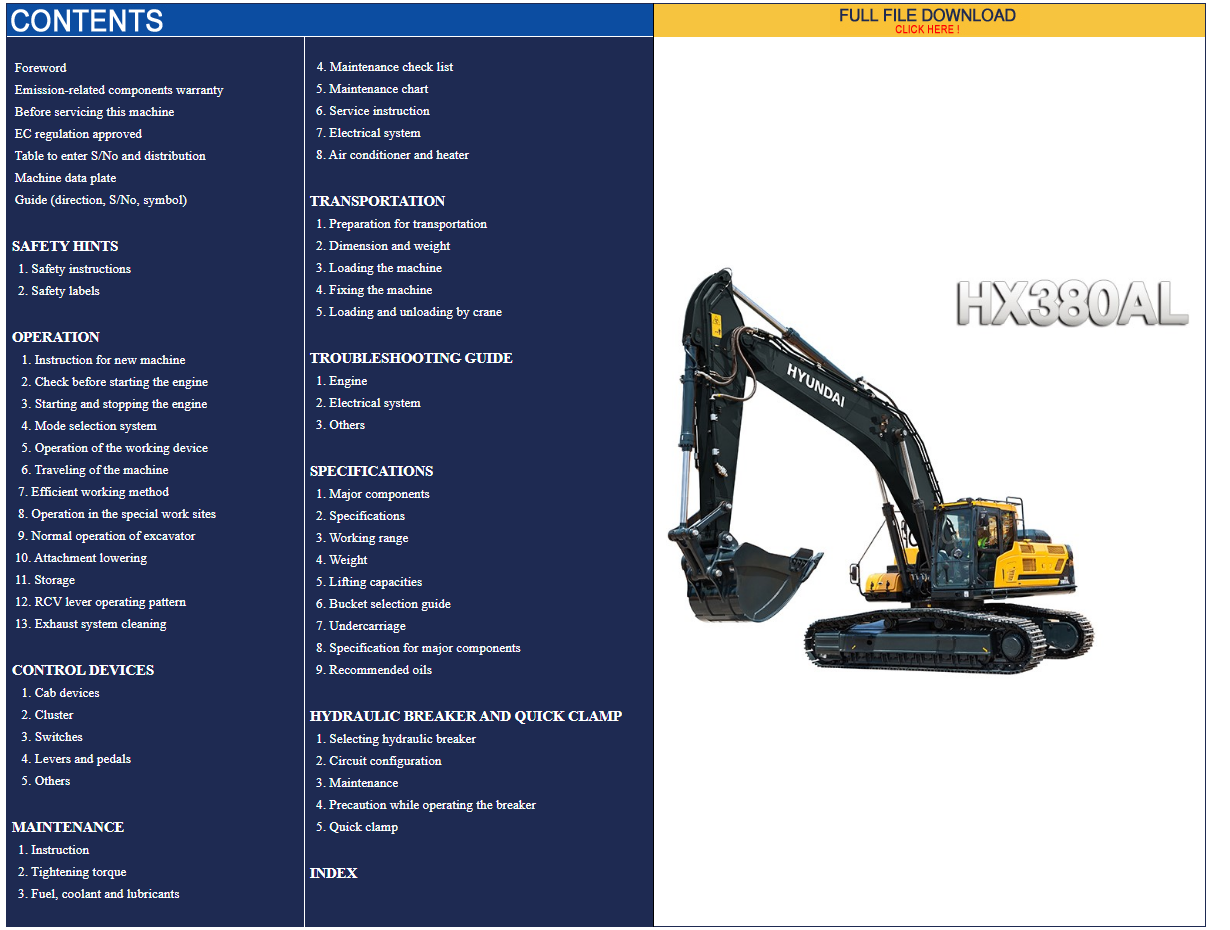 Hyundai CERES Heavy Equipment Operator Manual Updated 04.2021 Offline DVD 6