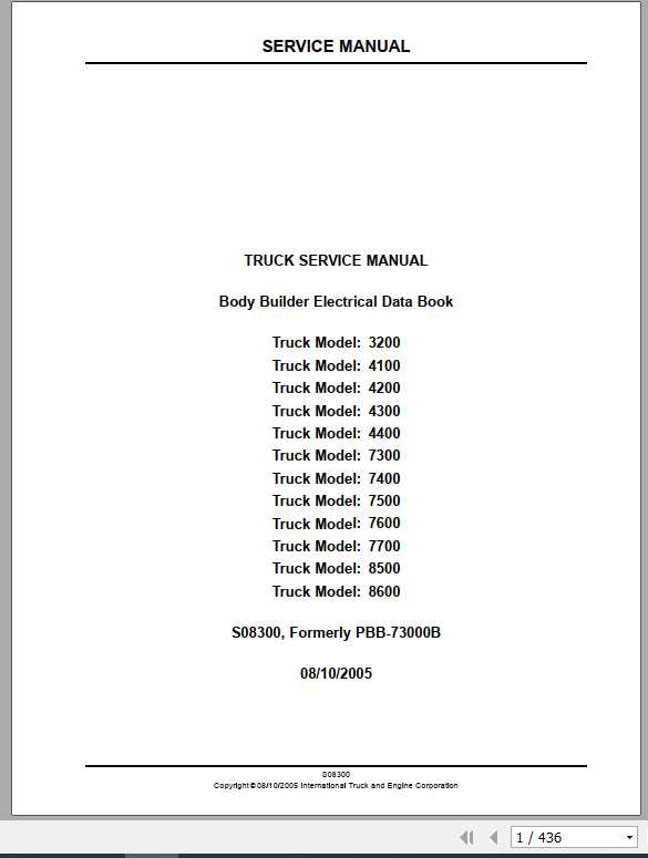 International 3200 8600 Body Buider Electrical Data Book 1