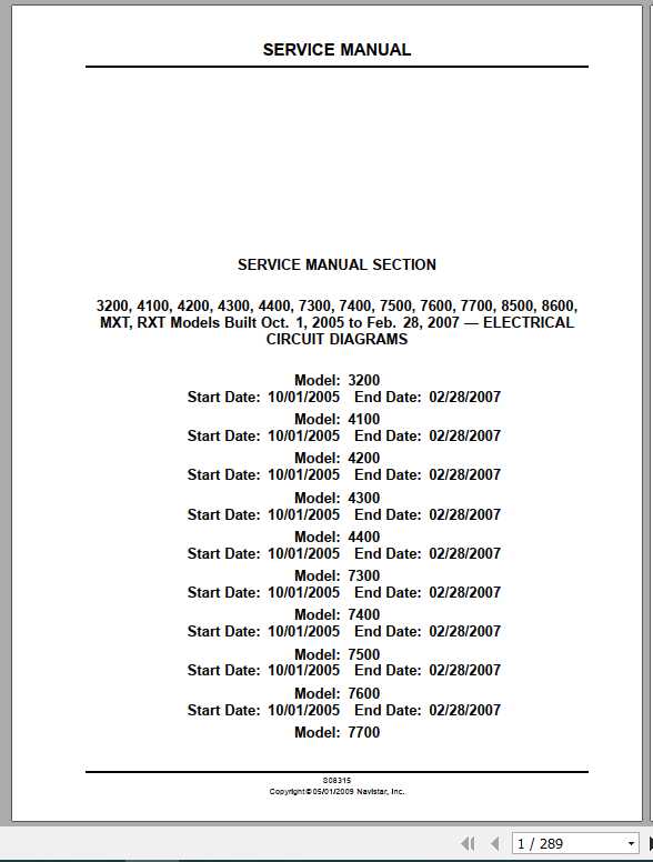 International 3200 8600 MXT RXT Electrical Circuit Diagram 1