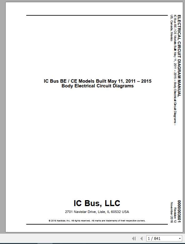 International IC Bus BE CE Series 2011 2015 Electrical Circuit Diagram 1