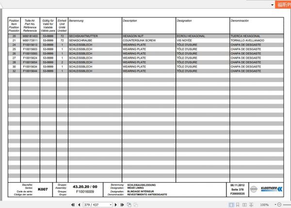 Kleemann Crusher Mc120z Spare Parts Catalog ES 2