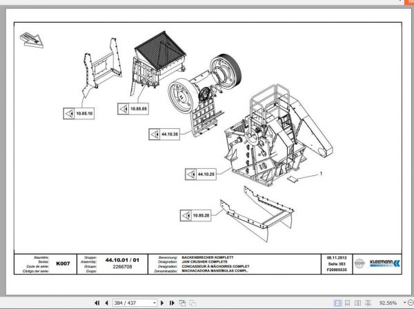 Kleemann Crusher Mc120z Spare Parts Catalog ES 3