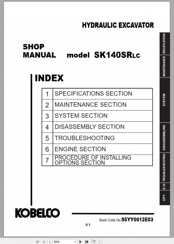 Kobelco Hydraulic Excavator SK135SRLC 2 Shop Manual S5YY0021E01 3 1