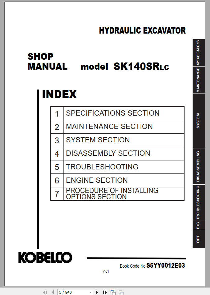 Kobelco Hydraulic Excavator SK135SRLC 2 Shop Manual S5YY0021E01 3 1