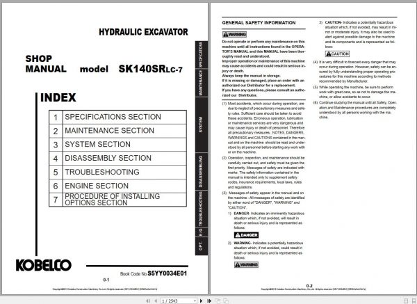 Kobelco Hydraulic Excavator SK140SRLC 7 NA 2019 S5YY0034E01 Shop Manual 1